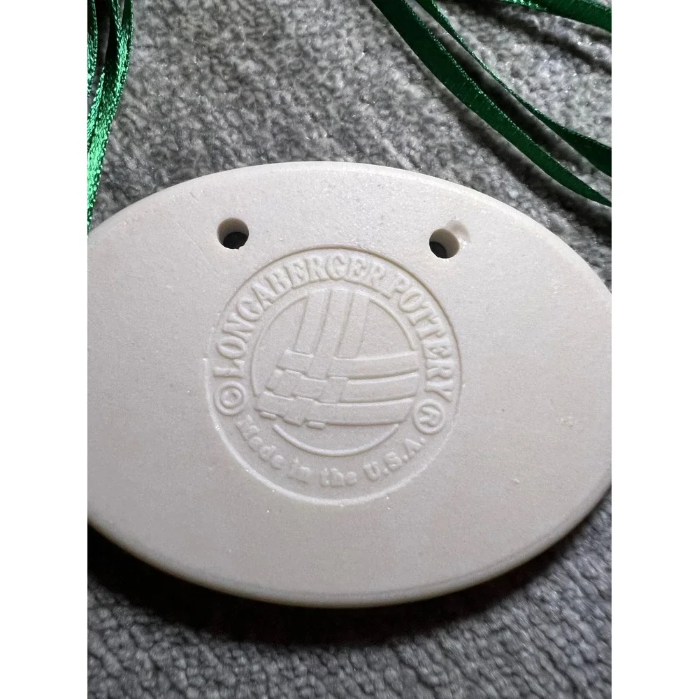 Longaberger Pottery Thank You Basket Tie-On White Floral Ceramic Charm Vintage